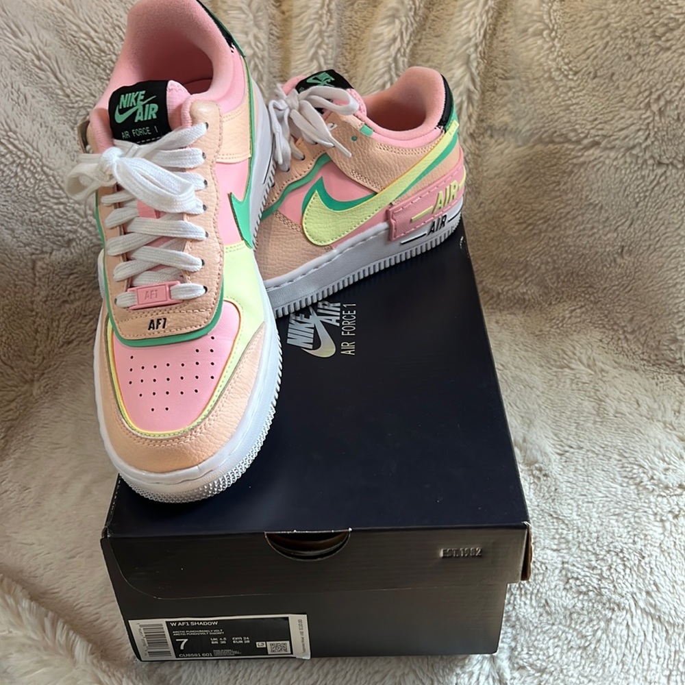 Nike Air Force 1 (AF1) Shadow Arctic Punch / Barely Volt Womens size 7 / EUR 38